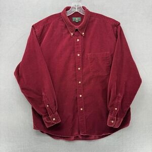 CR Room Burgundy Corduroy Button Down Shirt Mens XL Long Sleeve Cotton Pocket